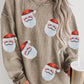 CHRISTMAS Sequin Santa Patch Ribbed Sweatshirt