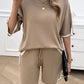 Devine Contrast Trim Round Neck Top and Shorts Set