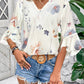 Ruffled Printed V-Neck Half Sleeve Blouse