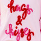 Valentine’s Day Blush Pink HUG AND KISSES Round Neck Sweatshirt