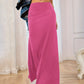Solid Elastic Waist Maxi Skirt
