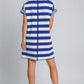 Umgee Peace Applique Striped Short Sleeve Mini Dress