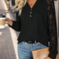 Lace V-Neck Long Sleeve T-Shirt