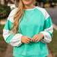 Plus Size Exposed Seam Color Block Long Sleeve Sweatshirt