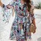 Ruffled Printed Surplice Half Sleeve Mini Dress