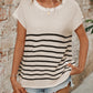 Striped Round Neck Short Sleeve Knit Top