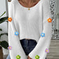 Flower Round Neck Long Sleeve Sweater