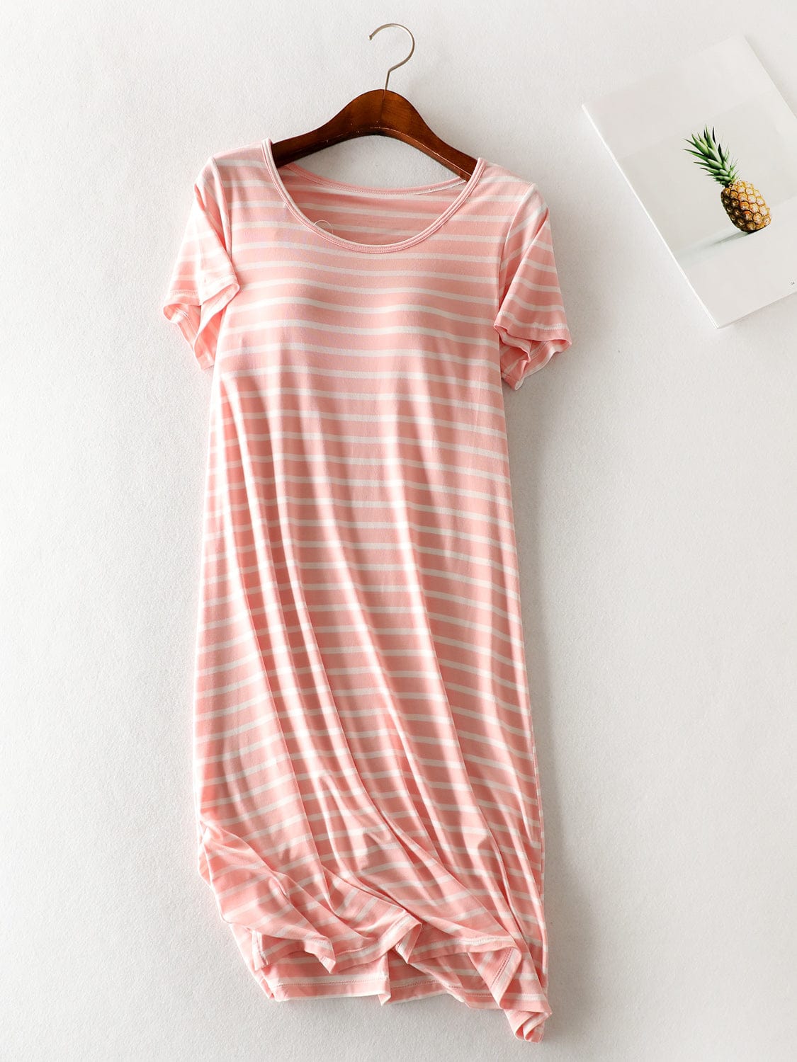 Full Size Striped Round Neck Short Sleeve Dress