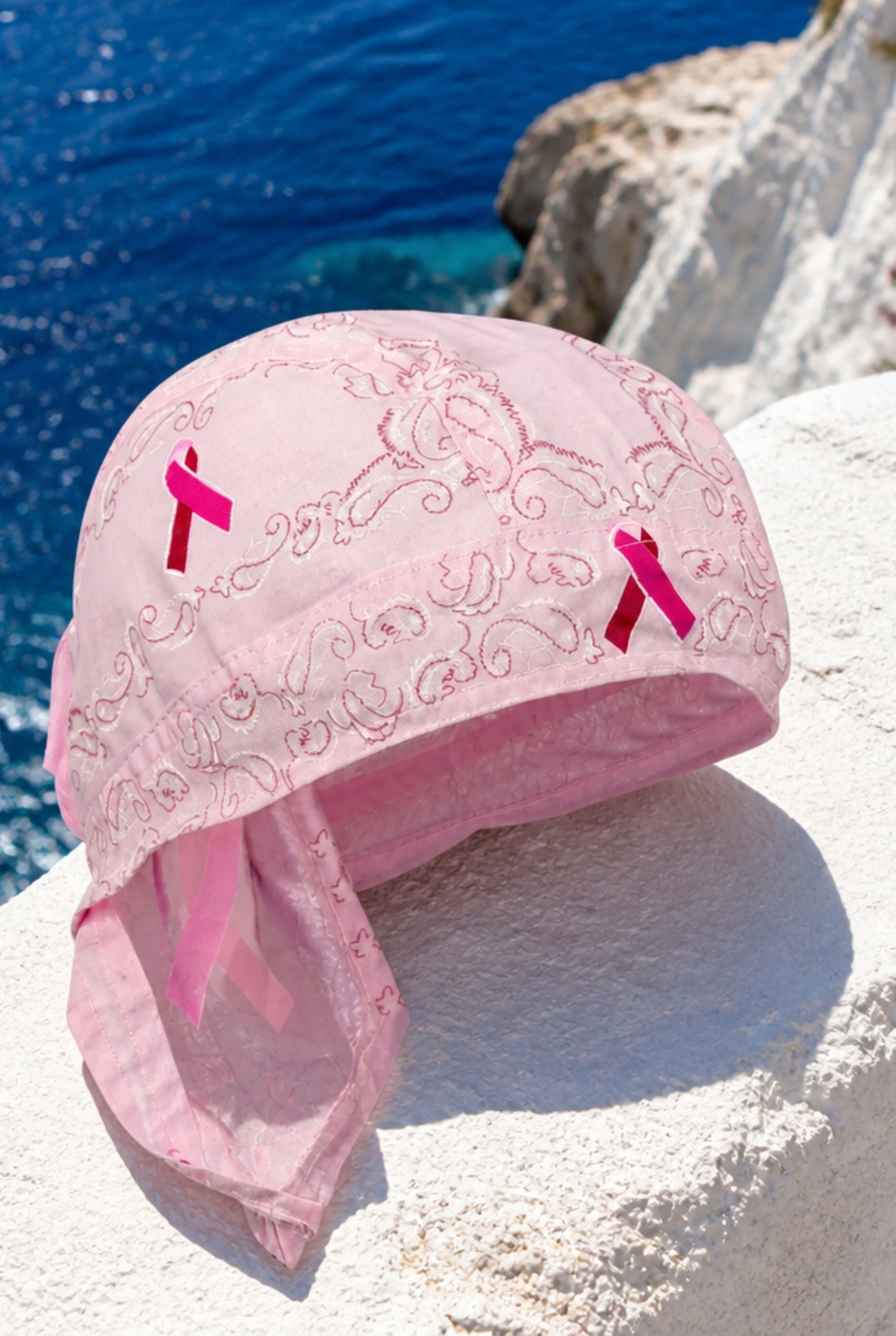 PUGS Pink Paisley Cancer Awareness Doo-Rag Headwrap Cap
