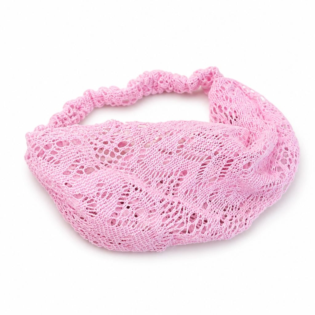 Women's Pink Wide Lace Headband – Bandana Style Hair Wrap