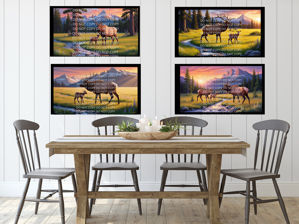 Moose with Baby Calf Digital Art in PDF SVG PNG File Formats