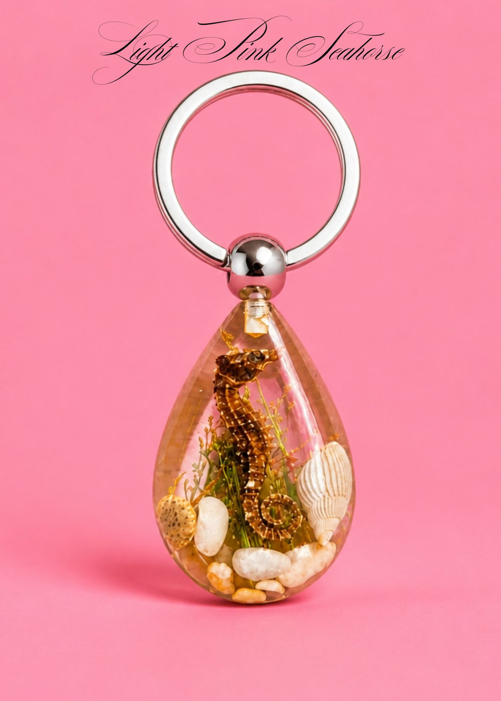 Handmade Faux Seahorse Keychain – Light Pale Pink