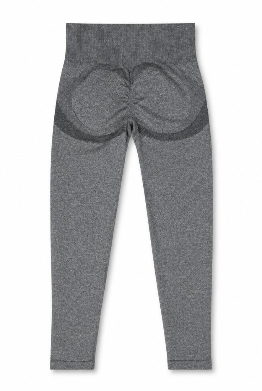 Women's Gray Butt Scrunch Leggings – Full Length Body Contouring Yoga Pants