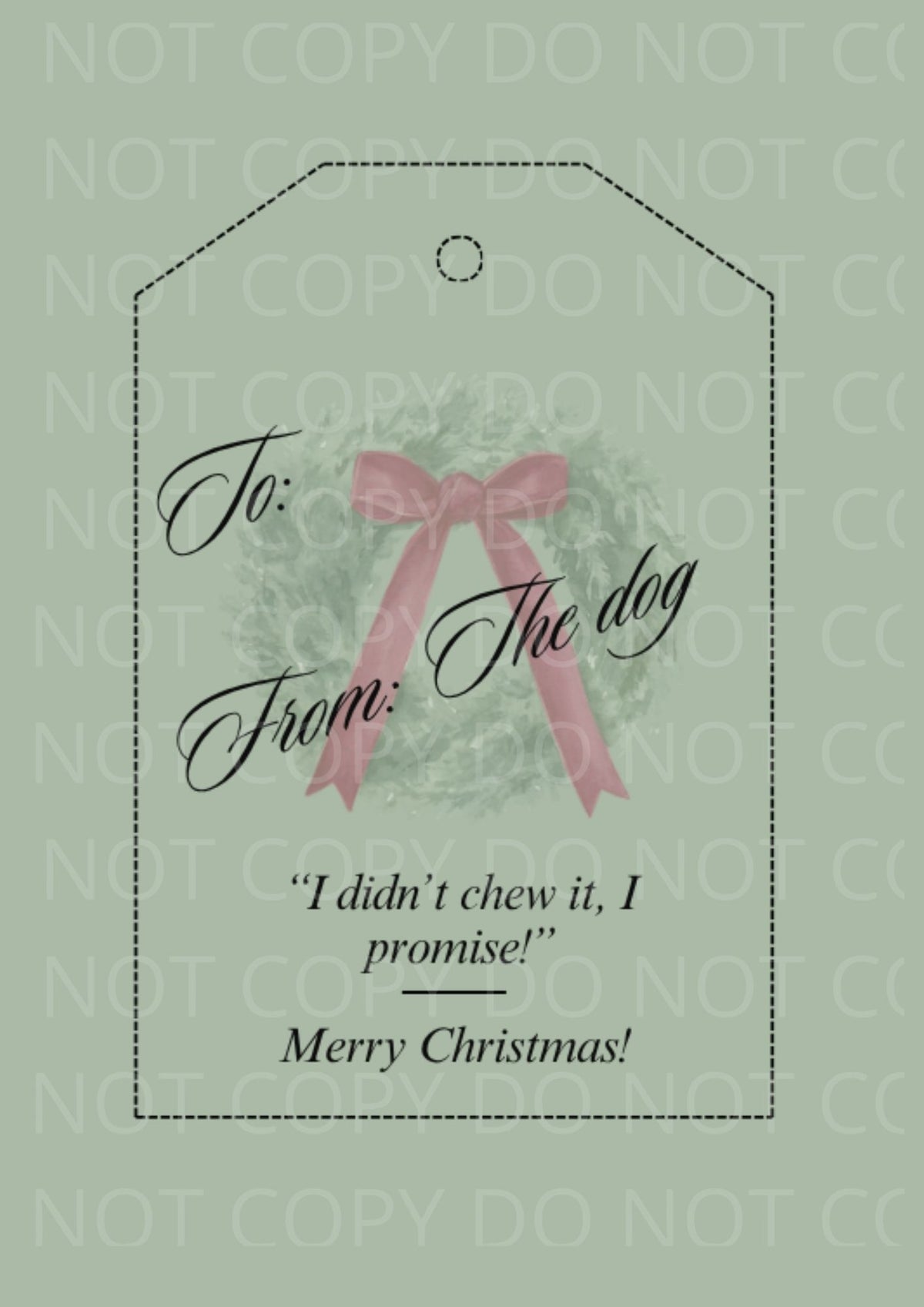 Printable Christmas Gift Tags from the Dog and Cat | Funny Pet Perspective Holiday Present Tags Pack | Aesthetic Sage Green Watercolor Sheet PNG JPG PDF SVG PPTX