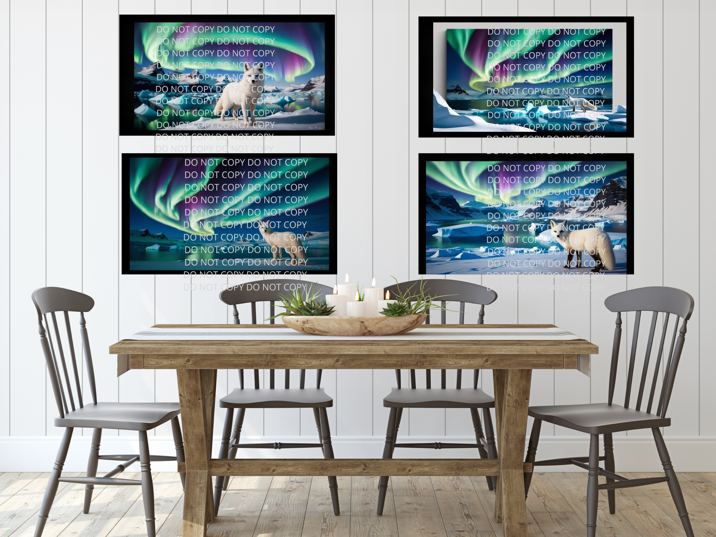 White Fox Northern Lights Digital Art in PDF SVG PNG File Formats