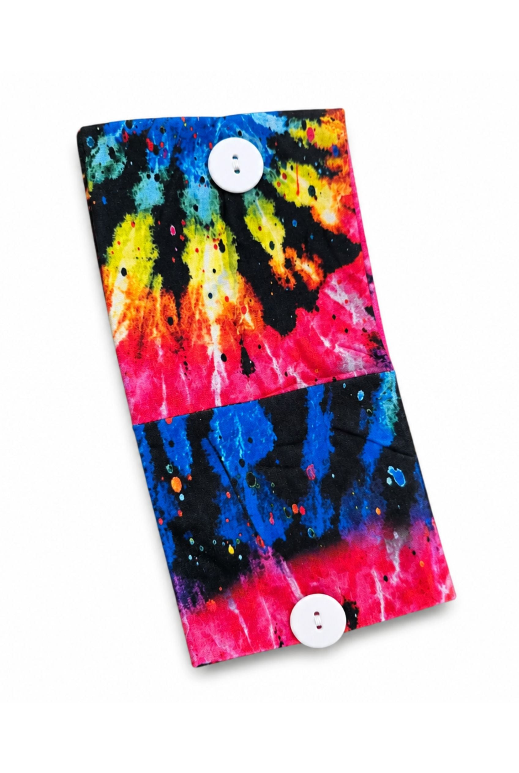 Rainbow Tie-Dye Button Headband – Soft Women's Hair Accessory