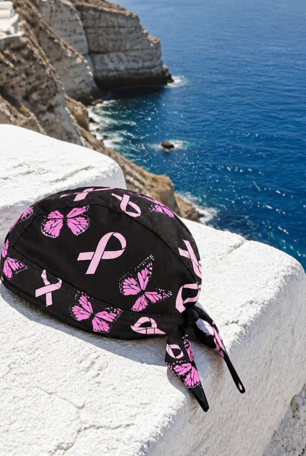 PUGS Pink Butterfly Cancer Awareness Doo-Rag Headwrap Cap