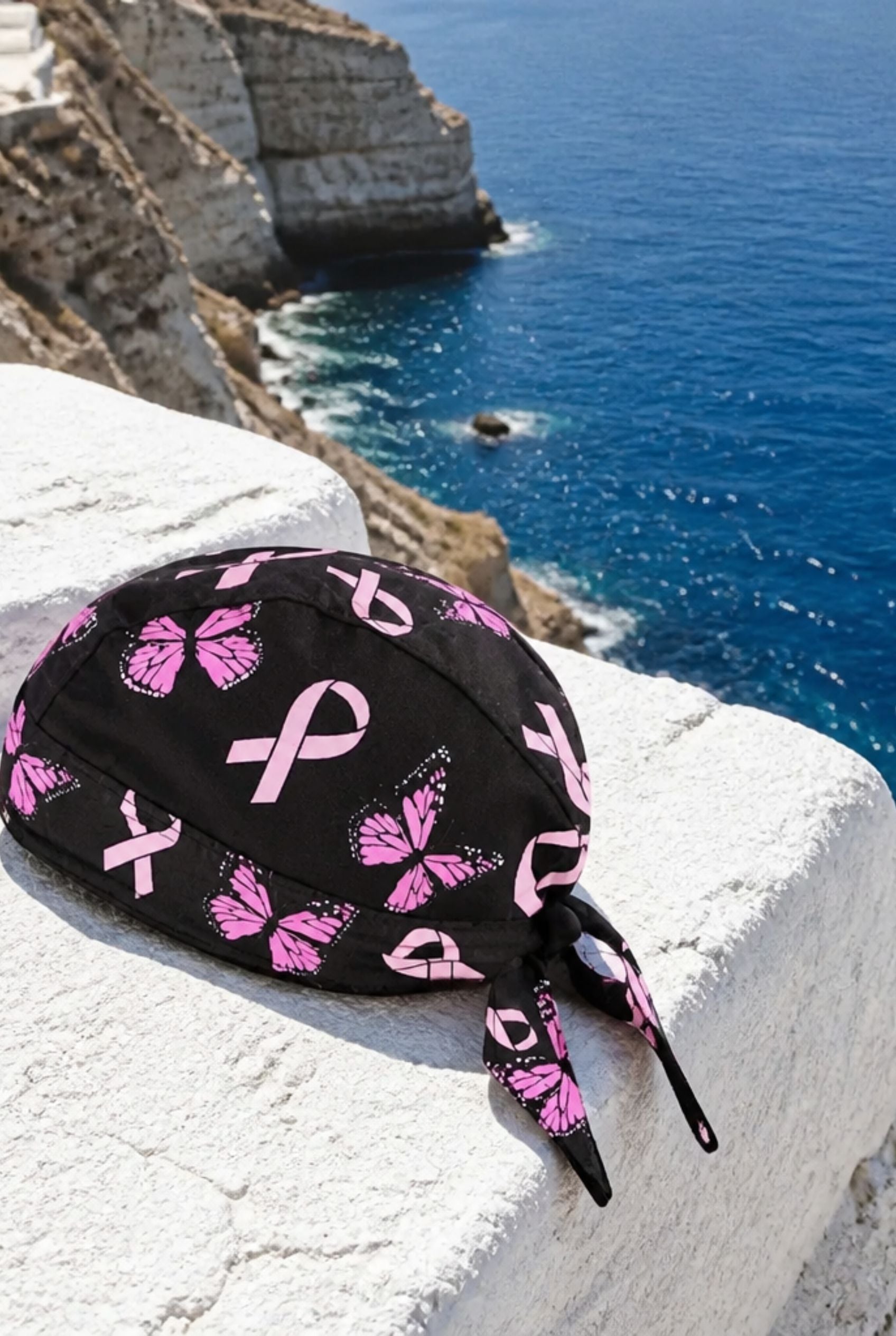 PUGS Pink Butterfly Cancer Awareness Doo-Rag Headwrap Cap