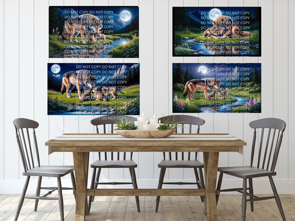 Mother Wolf and Cubs Digital Art in SVG PNG File Formats