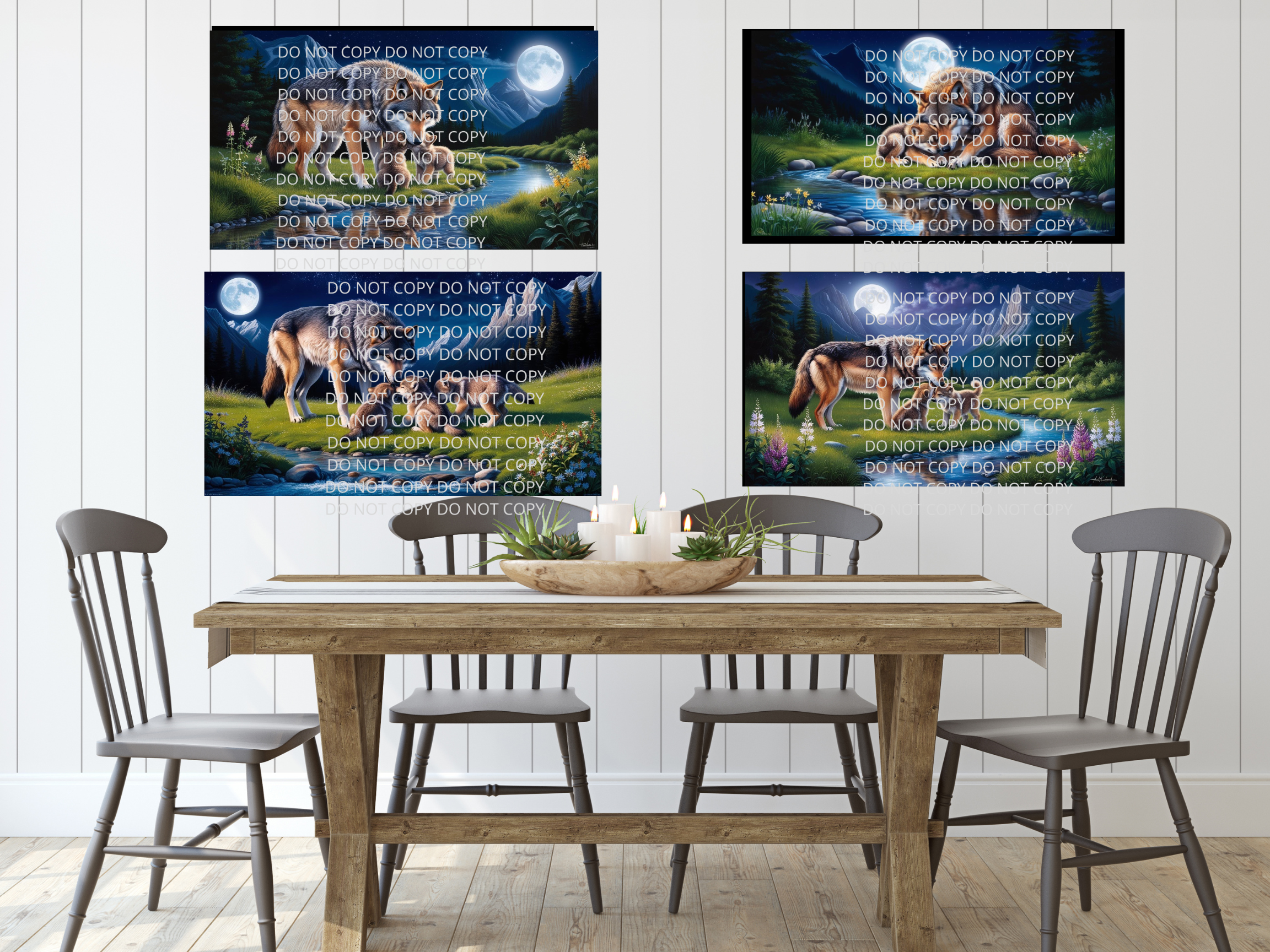 Mother Wolf and Cubs Digital Art in SVG PNG File Formats