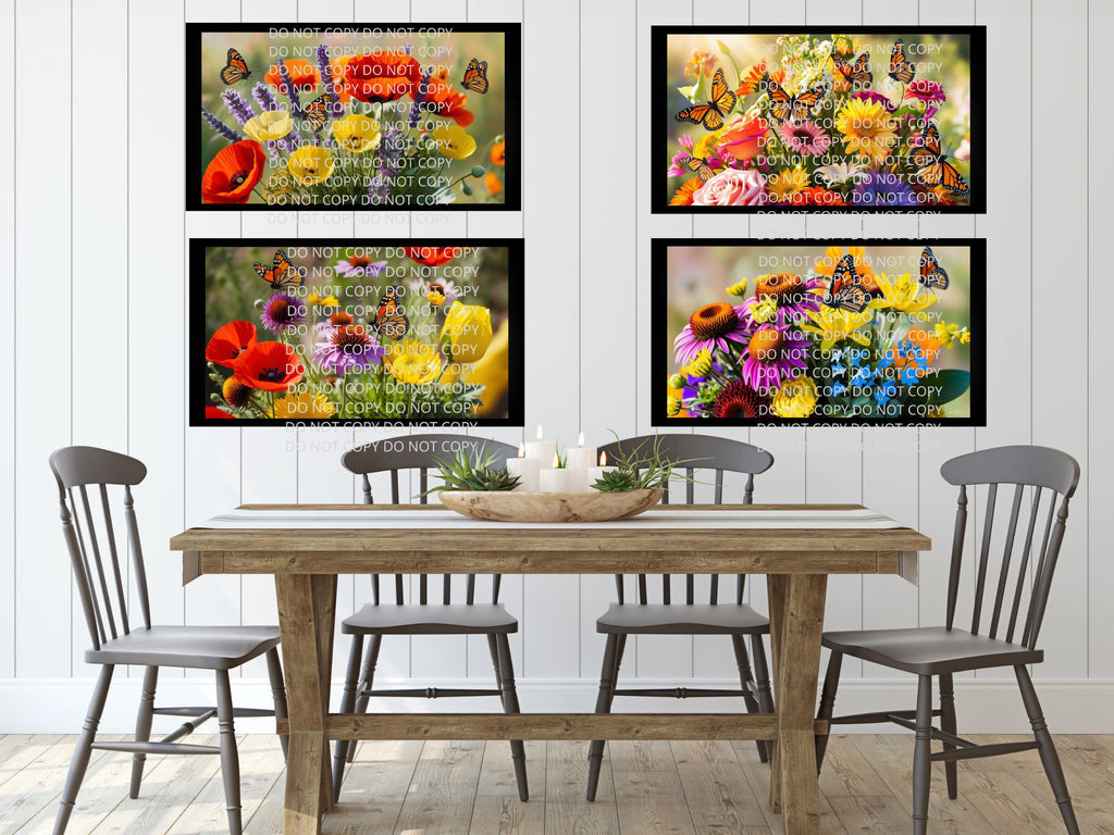 Butterflies with Flowers Digital Art in PDF SVG PNG File Formats
