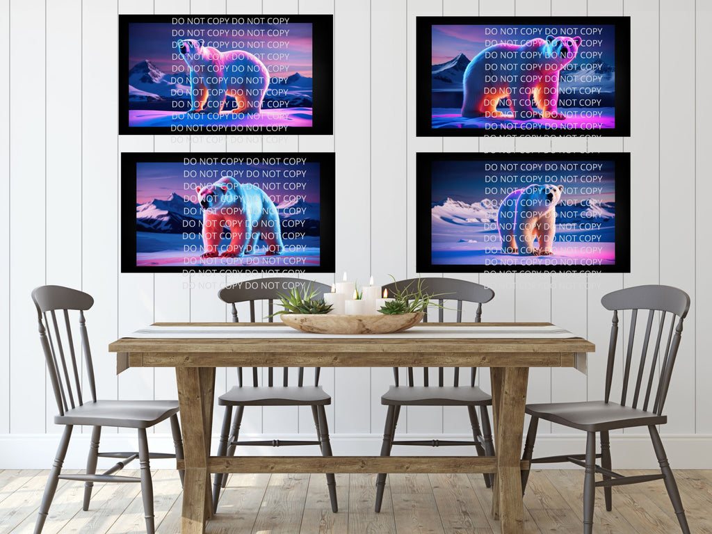 Polar Bear Neon Digital Art in PDF SVG PNG File Formats