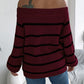 Striped Off-Shoulder Long Sleeve Sweater
