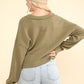VERY J Exposed Seam V-Neck Ribbed Knit Top