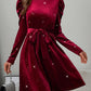 Glitter Round Neck Puff Sleeve Dress