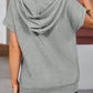 Drawstring Quarter Snap Cap Sleeve Hoodie