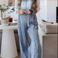 Frayed Exposed Seam Wide Leg Denim Overalls
