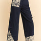 Davi & Dani Lace Applique Wide Leg Jeans