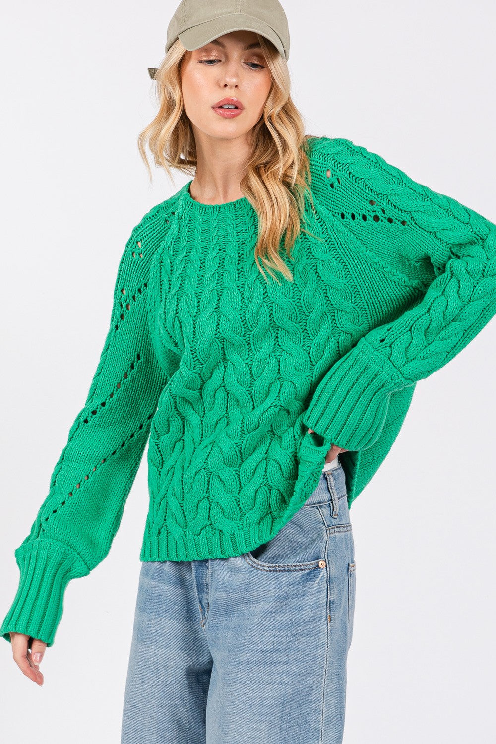 SAGE + FIG Cable-Knit Long Sleeve Sweater *