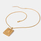 Stainless Steel Inlaid Rhinestone Rectangle Shape Pendant Necklace