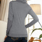 Buttoned Mock Neck Long Sleeve Blouse