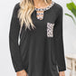 Cutout Leopard Round Neck Long Sleeve T-Shirt