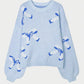 Bow Round Neck Long Sleeve Sweater