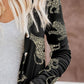 Animal Pattern Black Ribbed Button Up Long Sleeve Cardigan
