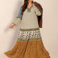 Plus Size Printed V-Neck Balloon Sleeve Maxi Dress