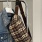 Plaid Adjustable Strap Crossbody Bag