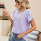 Eyelet Petal Sleeve V-Neck Knit Top