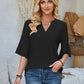 Eyelet Notched Half Sleeve T-Shirt