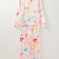Bow Print Collared Neck Long Sleeve Top and Pants Lounge Set