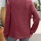 Full Size Decor Button Long Sleeve Ribbed T-Shirt