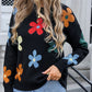 Flower Round Neck Long Sleeve Sweater