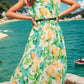 FULL SIZE Ruffled Printed Surplice Cap Sleeve Dress
