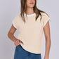 Mandy Contrast Round Neck Cap Sleeve Sweater
