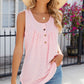 Eyelet Buttoned Round Neck Tank