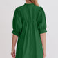 Oh Frill Notched Puff Sleeve Babydoll Mini Dress