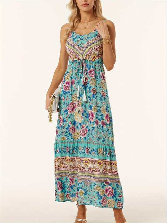FULL SIZE Printed Scoop Neck Midi Cami Dress